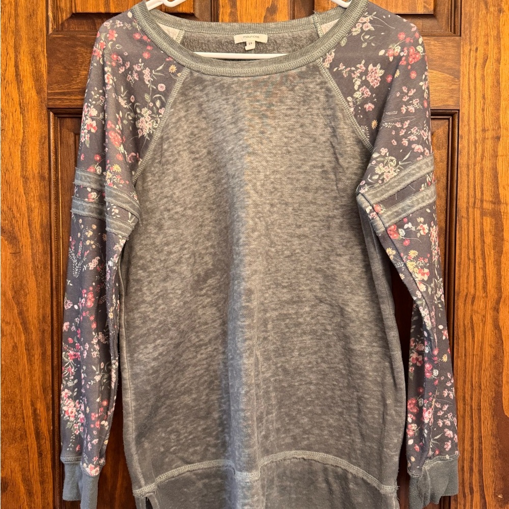 Floral Gray Long Sleeve Top